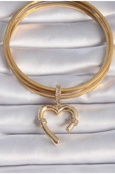 Pirinç Gold Renk Zirkon Taş Detaylı Kalp Figür Ajda Charm