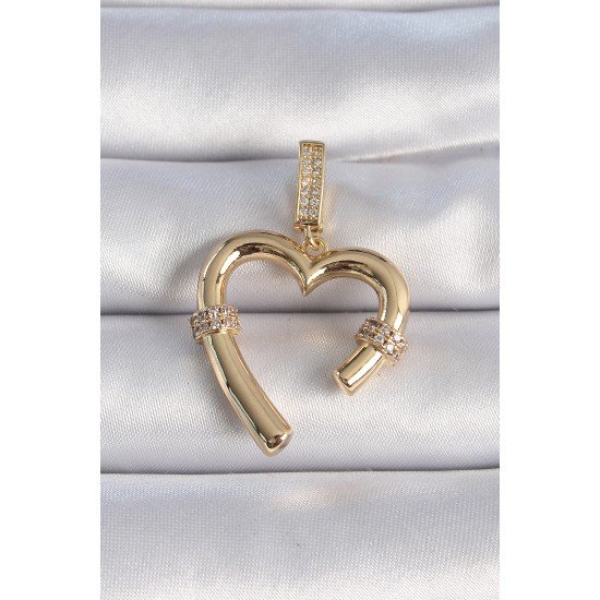 Pirinç Gold Renk Zirkon Taş Detaylı Kalp Figür Ajda Charm Pirinç Gold Renk Zirkon Taş Detaylı Kalp Figür Ajda Charm