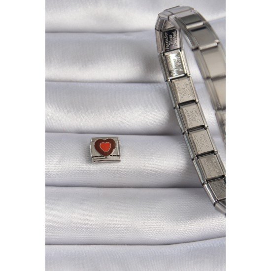 316L Çelik Gümüş Renk Kahverengi Kalp İşlemeli Nomination Charm 316L Çelik Gümüş Renk Kahverengi Kalp İşlemeli Nomination Charm