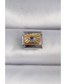 316L Çelik Gümüş Renk Altın Göz İşlemeli Nomination Charm