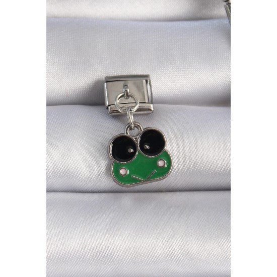 316L Çelik Gümüş Renk Sallantılı Yeşil Kurbağa Figür Nomination Charm 316L Çelik Gümüş Renk Sallantılı Yeşil Kurbağa Figür Nomination Charm