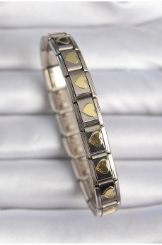 316L Çelik Gümüş Renk Gold Kalp İşleme Nomination Charm Bileklik 316L Çelik Gümüş Renk Gold Kalp İşleme Nomination Charm Bileklik