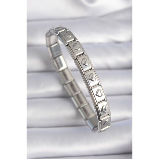 316L Çelik Gümüş Renk Kalp İşleme Nomination Charm Bileklik 316L Çelik Gümüş Renk Kalp İşleme Nomination Charm Bileklik