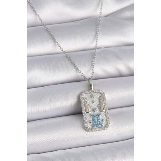 316L Çelik Gümüş Renk Zincir İkizler Burcu Zirkon Taşlı Kadın Kolye 316L Çelik Gümüş Renk Zincir İkizler Burcu Zirkon Taşlı Kadın Kolye