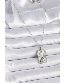 316L Çelik Gümüş Renk Zincir Kova Burcu Zirkon Taşlı Kadın Kolye