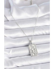 316L Çelik Gümüş Renk Zincir Oğlak Burcu Zirkon Taşlı Kadın Kolye