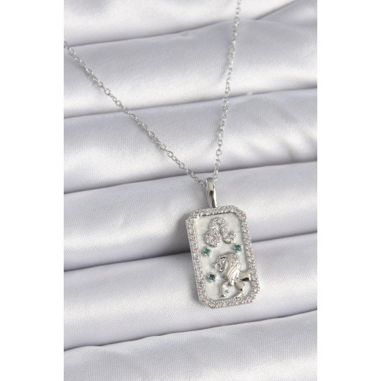 316L Çelik Gümüş Renk Zincir Aslan Burcu Zirkon Taşlı Kadın Kolye 316L Çelik Gümüş Renk Zincir Aslan Burcu Zirkon Taşlı Kadın Kolye