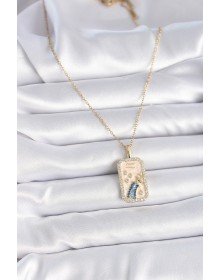 316L Çelik Gold Renk Zincir Kova Burcu Zirkon Taşlı Kadın Kolye