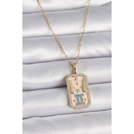 316L Çelik Gold Renk Zincir İkizler Burcu Zirkon Taşlı Kadın Kolye 316L Çelik Gold Renk Zincir İkizler Burcu Zirkon Taşlı Kadın Kolye