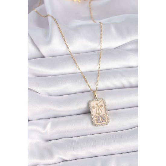 316L Çelik Gold Renk Zincir Terazi Burcu Zirkon Taşlı Kadın Kolye 316L Çelik Gold Renk Zincir Terazi Burcu Zirkon Taşlı Kadın Kolye