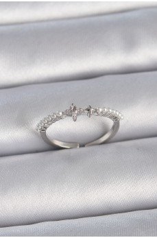 Pirinç Gümüş Renk Zirkon Taşlı Sıralı İnci Ayarlanabilir Model Kadın Yüzük Pirinç Gümüş Renk Zirkon Taşlı Sıralı İnci Ayarlanabilir Model Kadın Yüzük