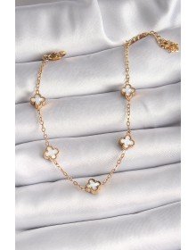 316L Çelik Gold Renk Beyaz Baby Boy Yonca Model Kadın Bileklik