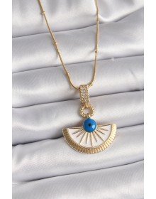 316L Çelik Gold Renk Zincir Zirkon Taş Detaylı Nazar Boncuk Göz Model Kadın Kolye