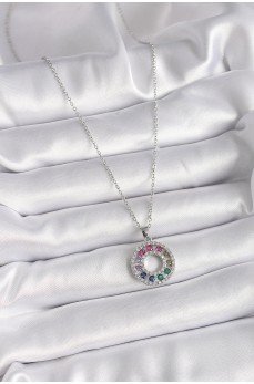316L Çelik Gümüş Renk Zincir Renkli Zirkon Taşlı Madalyon Model Kadın Kolye 316L Çelik Gümüş Renk Zincir Renkli Zirkon Taşlı Madalyon Model Kadın Kolye