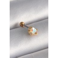 316L Çelik Gold Renk Zirkon Taşlı Kalp Tragus Piercing