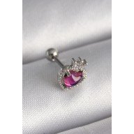 316L Çelik Gümüş Renk Pembe Mineli Kalp Zirkon Taş Detaylı Taç Tragus Piercing 316L Çelik Gümüş Renk Pembe Mineli Kalp Zirkon Taş Detaylı Taç Tragus Piercing