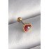 316L Çelik Gold Renk Kırmızı Mineli Kalp Tragus Piercing