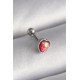 316L Çelik Gümüş Renk Kırmızı Mineli Kalp Tragus Piercing