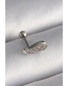 316L Çelik Gümüş Renk Zirkon Taşlı Kanat Tragus Piercing