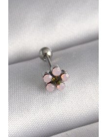 316L Çelik Gümüş Renk Zirkon Taşlı Çiçek Tragus Piercing