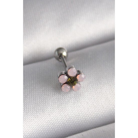 316L Çelik Gümüş Renk Zirkon Taşlı Çiçek Tragus Piercing 316L Çelik Gümüş Renk Zirkon Taşlı Çiçek Tragus Piercing