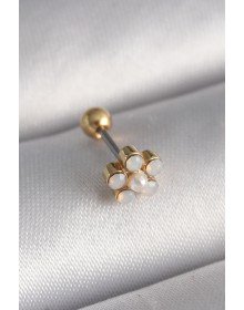 316L Çelik Gold Renk Zirkon Taşlı Çiçek Model Tragus Piercing