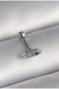 316L Çelik Gümüş Renk Mavi Zirkon Taşlı Tragus Piercing
