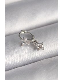 316L Çelik Gümüş Renk Zirkon Taşlı Kelebek Model Sallantı Detay Tragus Piercing