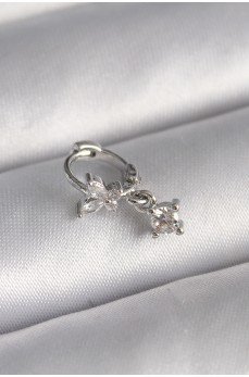 316L Çelik Gümüş Renk Zirkon Taşlı Kelebek Model Sallantı Detay Tragus Piercing