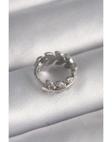 316L Çelik Gümüş Renk Zirkon Taşlı Yaprak Model Tragus Piercing