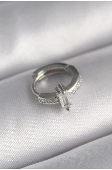 316L Çelik Gümüş Renk Zirkon Taşlı Tragus Piercing