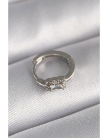 316L Çelik Gümüş Renk Kare Zirkon Taşlı Tragus Piercing