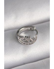 316L Çelik Gümüş Renk Zirkon Taşlı Ay Yıldız Model Tragus Piercing