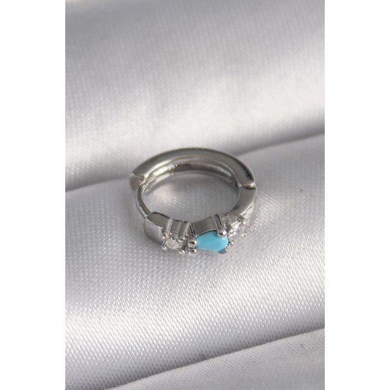 316L Çelik Gümüş Renk Zirkon Taşlı Mavi Boncuk Detay Tragus Piercing 316L Çelik Gümüş Renk Zirkon Taşlı Mavi Boncuk Detay Tragus Piercing