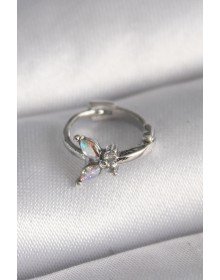 316L Çelik Gümüş Renk Zirkon Taşlı Kelebek Model Tragus Piercing