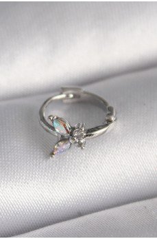 316L Çelik Gümüş Renk Zirkon Taşlı Kelebek Model Tragus Piercing