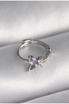 316L Çelik Gümüş Renk Zirkon Taşlı Kelebek Model Tragus Piercing