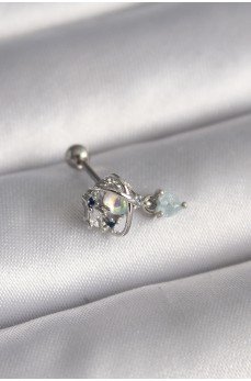 316L Çelik Gümüş Renk Zirkon Taşlı Sallantı Kalp Detay Tragus Piercing