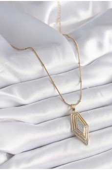 316L Çelik Gold Renk Zirkon Taşlı Vintage Model Kadın Kolye
