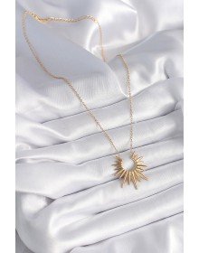 316L Çelik Gold Renk Güneş Model Vintage Kadın Kolye