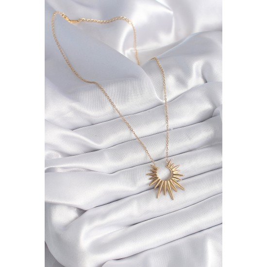 316L Çelik Gold Renk Güneş Model Vintage Kadın Kolye