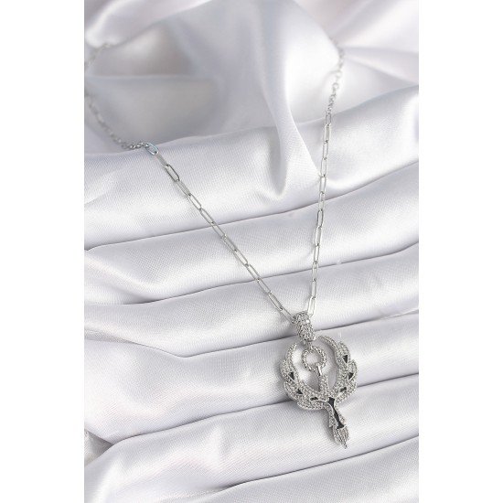 316L Çelik Gümüş Renk Zirkon Taşlı Anka Kuşu Model Kadın Kolye 316L Çelik Gümüş Renk Zirkon Taşlı Anka Kuşu Model Kadın Kolye