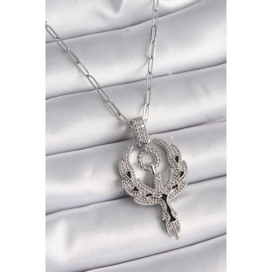 316L Çelik Gümüş Renk Zirkon Taşlı Anka Kuşu Model Kadın Kolye 316L Çelik Gümüş Renk Zirkon Taşlı Anka Kuşu Model Kadın Kolye