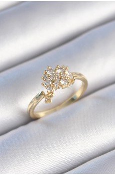Pirinç Gold Renk Zirkon Taşlı Kadın Yüzük