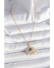 316L Çelik Gold Renk Zincir Zirkon Taşlı Göz Model Kadın Yüzük