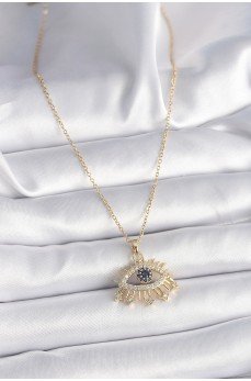 316L Çelik Gold Renk Zincir Zirkon Taşlı Göz Model Kadın Yüzük