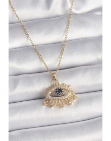 316L Çelik Gold Renk Zincir Zirkon Taşlı Göz Model Kadın Yüzük