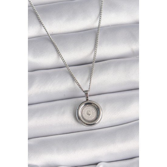 316L Çelik Gümüş Renk Zincir Gümüş Renk Altın Model Kadın Kolye