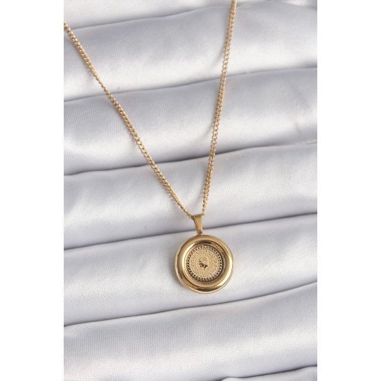 316L Çelik Gold Renk Zincir Gold Altın Model Kadın Kolye 316L Çelik Gold Renk Zincir Gold Altın Model Kadın Kolye