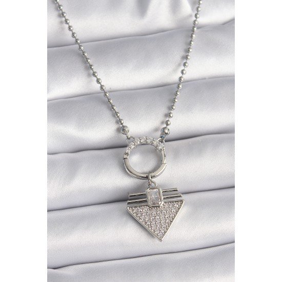 316L Çelik Gümüş Renk Topçuk Zincir Zirkon Taşlı Üçgen Model Kadın Kolye 316L Çelik Gümüş Renk Topçuk Zincir Zirkon Taşlı Üçgen Model Kadın Kolye